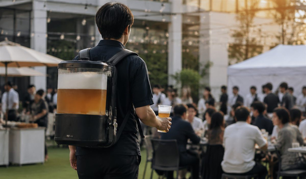 屋外でも移動しながら提供できる背負いビールサーバー