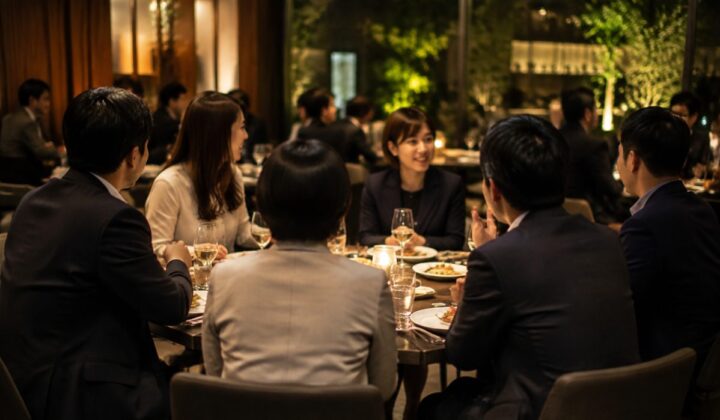 レストランで会話を楽しむ社内懇親会